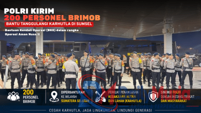 Polri Tambah 200 Personel Brimob untuk Tangani Karhutla di Sumatera Selatan