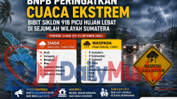 BNPB Peringatkan Cuaca Ekstrem, Bibit Siklon 91B Picu Potensi Hujan Lebat di Sumatera